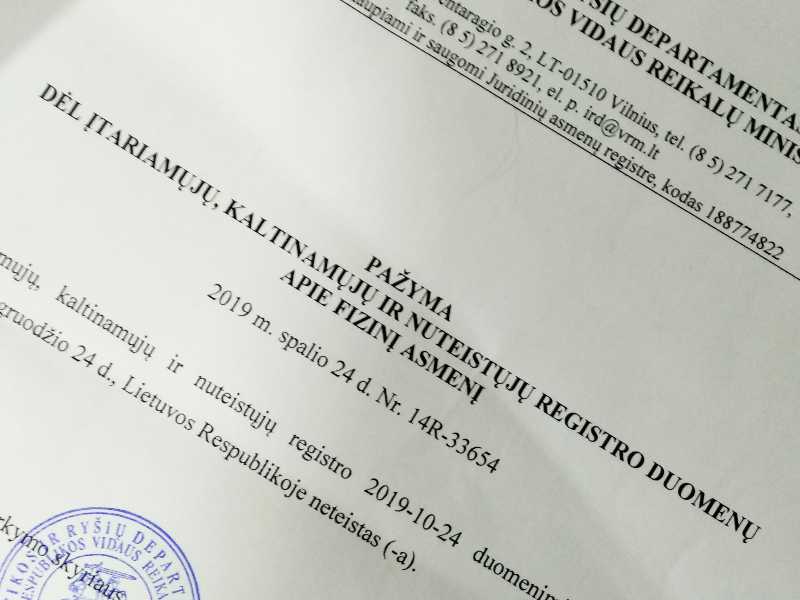 справка о несудимости в Литве